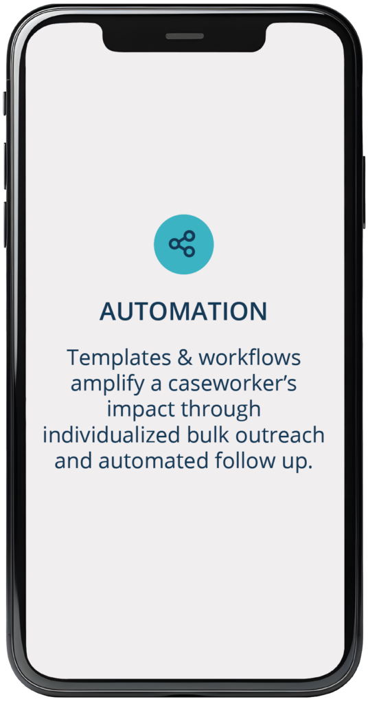 Templates & workflows amplify a caseworker’s impact through individualized bulk outreach and automated follow up.